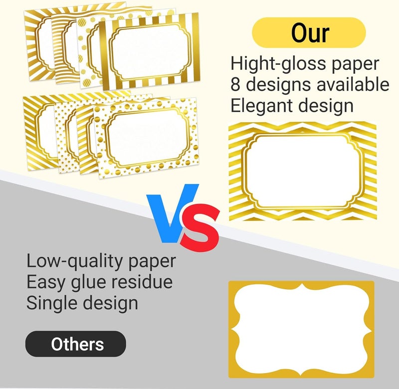 Zacool 240 PCS Gold Foil Name Tags, Christmas Gift Nametag Stickers Adhesive Blank Nametags Stickers, Name Stickers Gold Badges Labels for School, Office, Wedding Conferences & Family Party - Image 4
